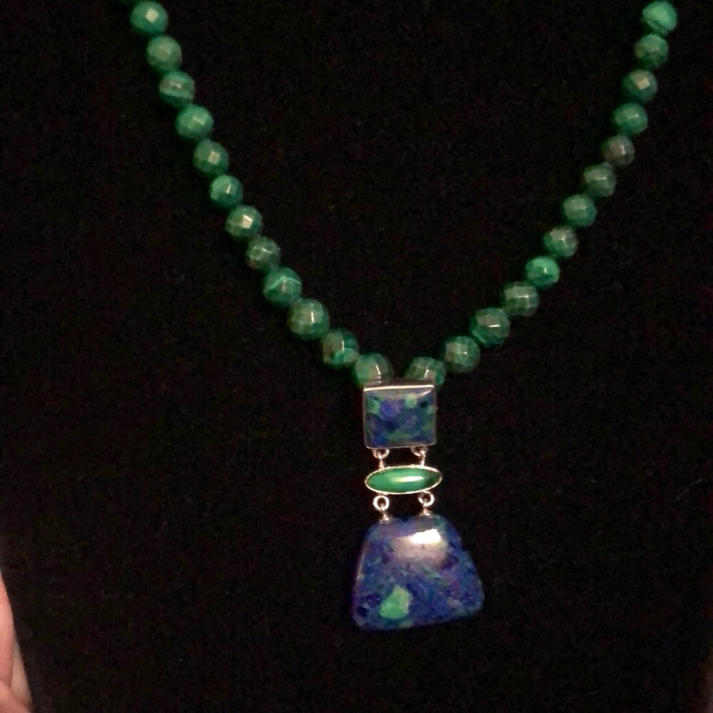 Jay King Sterling Silver Blue Azurite & Green Malachite 18” Necklace & Earrings. - Picture 10 of 16